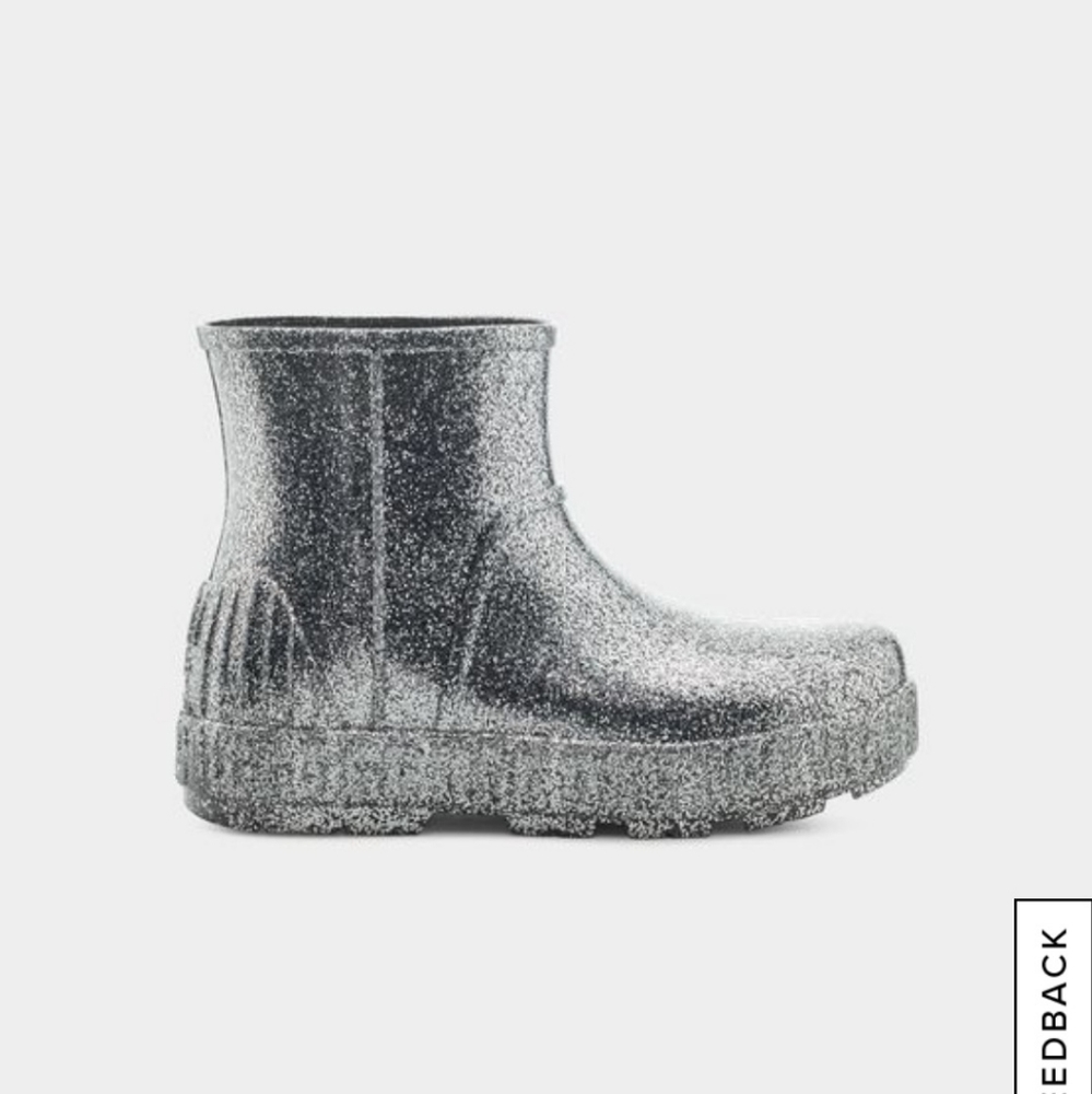 New- No Box-UGG Women's Drizlita Glitter Rainboots size 10 in Silver Glitter
